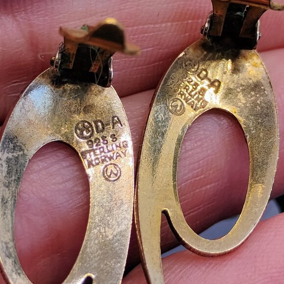 D-A David Andersen & Willy Winnaess Norway Blue Enamel Clip-On Swirl Earrings - Picture 5 of 7